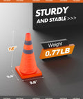 4 Pack 18 Inch Collapsible Traffic Cones Orange With Reflective Collar For Road Safety Driving Practice And Parking Lot Use