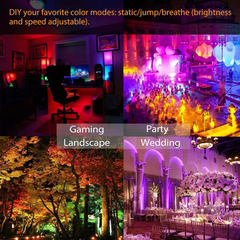 Diverse events using Outdoor RGB LED Flood Light 25W 250W Equiv 2500LM With App Control Bluetooth 16 Million Colors DIY Scenes Timing