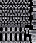 Rock Solid Glass Table Bumpers With Stem Mount, 50 Pack Anti Slip Furniture Pads, assorted clear silicone bumpers in multiple sizes.