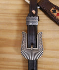 Top Shelf Western Leather Headstall And Breast Collar Tack Set With Lucky Dice Tooling Antique Copper Hardware And Checkyard Patterns Built For Any Arena Run, featuring detailed metal accents.