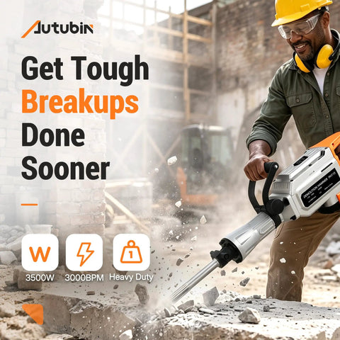 Professional Electric Jack Hammer Pumping 3500W Real Kick And 3000BPM Thumping Impact used for breaking concrete with heavy-duty durability.