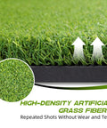 Close-up of Ultra Thick 36mm Golf Mat 5x4ft Heavy Duty Hitting Mat high-density artificial grass fibers for indoor outdoor practice.