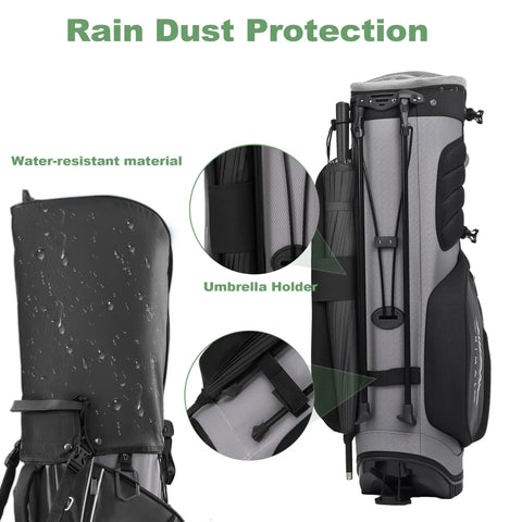 14 Way Full Dividers All Terrain Golf Stand Bag With 10 Pockets Insulated Cooler And Interchangeable Straps with umbrella holder