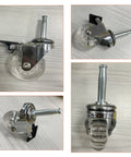 Two Inch Swivel Caster Wheels Set Of Four With M8 38Mm Long Grip Neck Stem And Brake on a wood surface