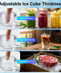 Adjustable ice cubes for smoothies, coffee, seafood with Boss Level Bulk Ice Maker Machine With 450 Lbs Per Day Capacity And 250 Lbs Storage