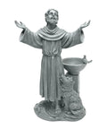 Saint Francis Of Assisi Garden Statue With Bird Bath Feeder For Outdoor Yard Art 19 Inch Cast Stone Resin In Gray Stone Finish