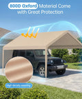 10x20 Ft Carport Replacement Canopy Top 800D Oxford Heavy Duty Waterproof Tarp Cover With 36 Ball Bungees And UV Protection