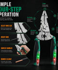 Heavy Duty 16 In 1 Foldable Wire Stripper With Integrated Voltage Tester Crimping Pliers And Screw Cutter with color-coded LED indicators.