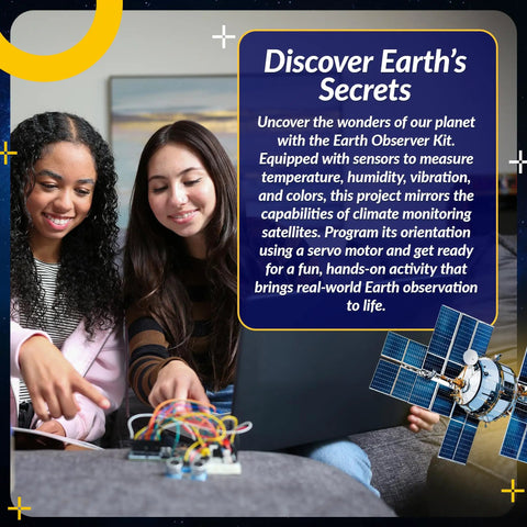 Earth Observer STEM Coding Kit: Build And Code Your Own Satellite To Track Earth Climate From Space, Hands On Learning With Step By Step Guides For Ages 13 And Up, teens coding circuit