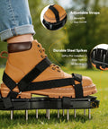 Spring Loaded Lawn Aerator Shoes With Velcro Straps One Size Fits All Self Cleaning No Installation Aerating Shoes For Lawn Garden