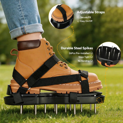 Spring Loaded Lawn Aerator Shoes With Velcro Straps One Size Fits All Self Cleaning No Installation Aerating Shoes For Lawn Garden