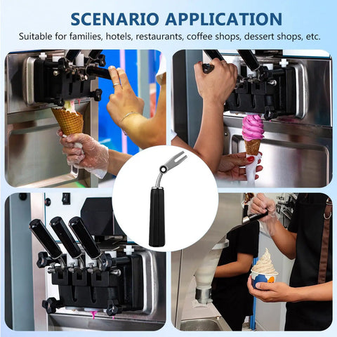 Pro Grade Ice Cream Machine Lever Replacement Handle Accessory With High Precision For Ice Cream Makers Durable Plastic And Metal Build A Handy Kitchen Upgrade shown in use with ice cream machines