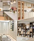 Luxurious kitchen, closet, and bookshelf showcasing versatility of 120 Pcs Shelf Pins Kit With Four Styles Nickel Plated Shelf Support Pegs