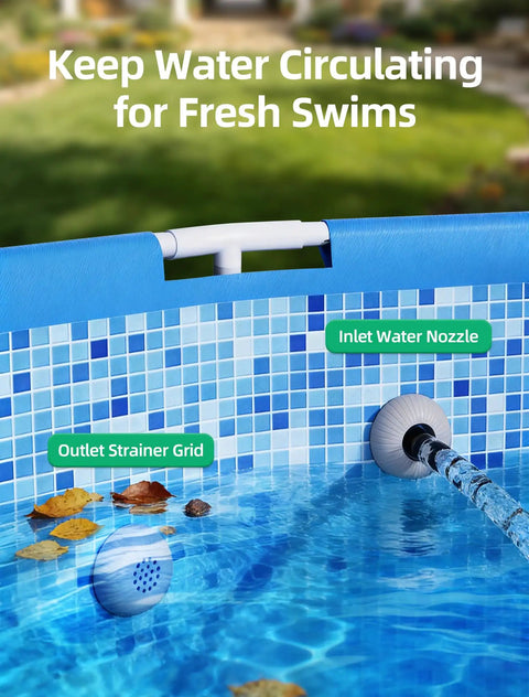 Above Ground Pool Inlet And Return Replacement Kit with Plunger Valve and 1.5 inch Outlet Strainer Connector Jet Nozzle in use
