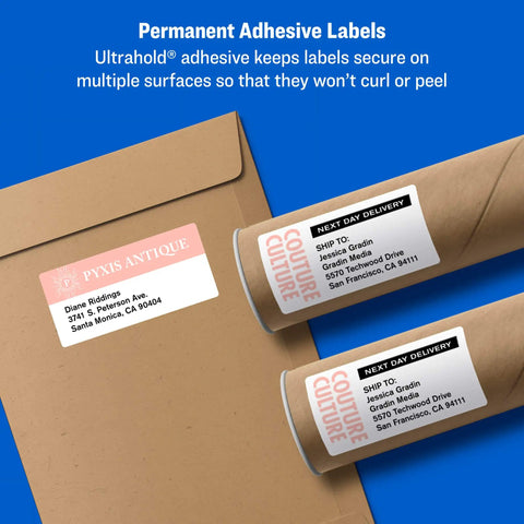 No Fuss Printable Shipping Labels With Buttery Smooth Sure Feed Tech And True Block Coverage That Wipes Out Old Markings For Laser Printers 3X4 Inch White Mailing Sheets Pack 150 Count on envelopes and tubes.