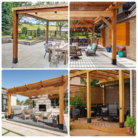 Heavy Duty 4x4 Post Base Brackets Set Of 4 For Outdoor Decks Built To Last Powder Coated Steel Rust Resistant Great For Deck Railing Pergola And Pavilion Support Bases Inner Size 3.6 x 3.6 Inches