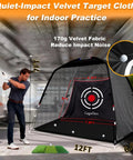 Golf Hitting Net For Backyard Driving 12x7Ft Professional Backstop With Silent Velvet Target in indoor practice setup