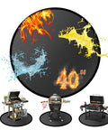 40 Inch Round Fire Pit Mat For Outdoor Grills And Bonfires, heavy duty fireproof waterproof pad with flames and water splash design