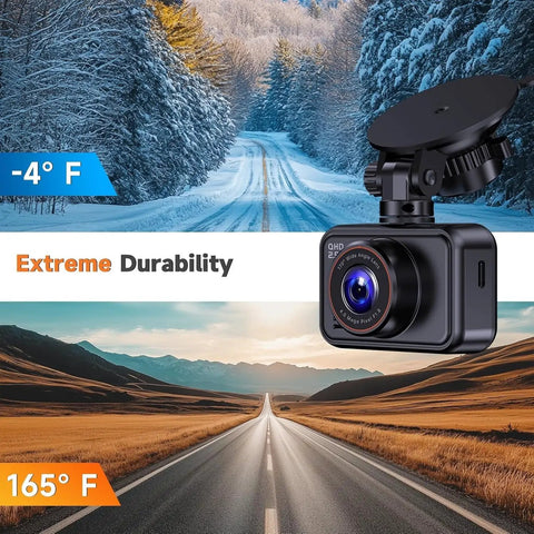 Front And Rear Dash Cam 2.5K Dual Car Camera With 2560x1440 Front And 1080P Rear Night Vision displayed with extreme durability in weather extremes.
