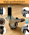 Slick Heavy Duty 2 Inch Caster Wheels Set Of 4 With Locking Expanding Stem And Quiet TPR Rubber Casters featuring locking brake and TPR material.