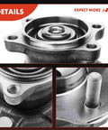 Close-up of rear wheel bearing and hub assembly 5 lug compatible for Nissan Altima, Maxima, Quest 2002-2009, high load ball bearing.