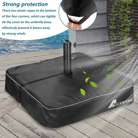 Heavy Duty 600D Waterproof Anti UV Outdoor Square Umbrella Base Cover Fits Patio Stand Up To 30 L X 30 W X 6 H Black Cover Only