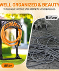 Outdoor Garden Hose Holder Stand With 5 Spikes And 2 Shepherd Hooks Freestanding Heavy Duty Hose Rack For Outside Yard And Lawn