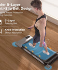 Portable Under Desk Walking Pad Treadmill With Remote And 300 Lb Capacity Hassle Free Setup Compact Home Office Fitness Gear To Clock Up Steps While You Type In Gray, showing anti-slip belt design.