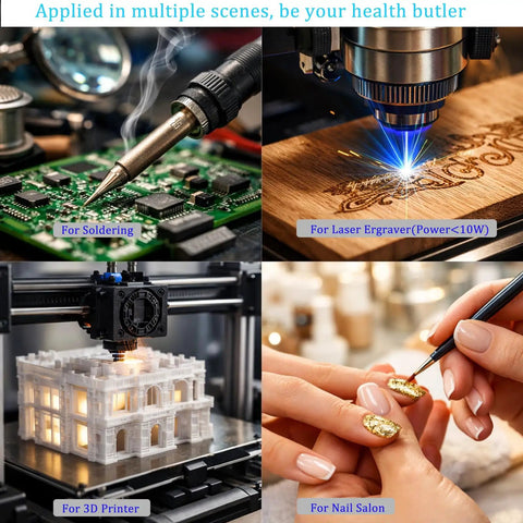 Solder Fume Extractor With 100W Power And 200 m3 Per Hour Airflow Beefy Suction used in soldering, engraving, 3D printing