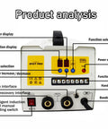 Front view of control panel on 220V Spot Welder And Dent Puller Kit For Car Body Repair Heavy Duty Pro Grade Steel And Aluminum Sheet Metal Repair Machine With Pro Tool Cart And Data Restoration Function showing labeled features.