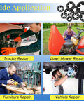 Applications of Ultimate 630Pcs Quick Lock Internal Tooth Star Washers Set in various repair projects.