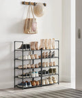 10-Tier Tall Shoe Rack Organizer With Metal Frame And Nonwoven Shelves, Vertical Shoe Storage For Entryway Or Bedroom, Black