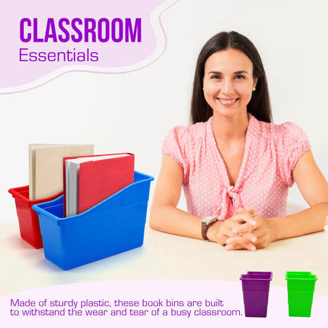 Rainbow Set Of Six Solid Plastic Book And Binder Holders For Classroom And Office Vertical File Bins No Fuss Desk Organizers Campus Setup Essentials Everyday Carry
