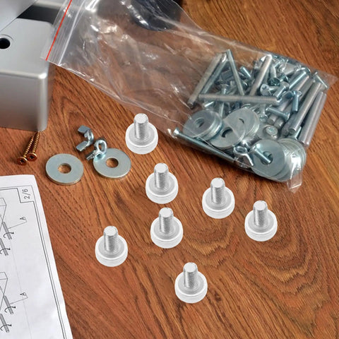 20 Pcs Adjustable Furniture Legs With Non Slip PVC Pads For Shelves Cabinets Tables And Chairs Threaded Screw Leveling Feet For Floor Protection And Uneven Surface Adjustment, white threaded feet and hardware