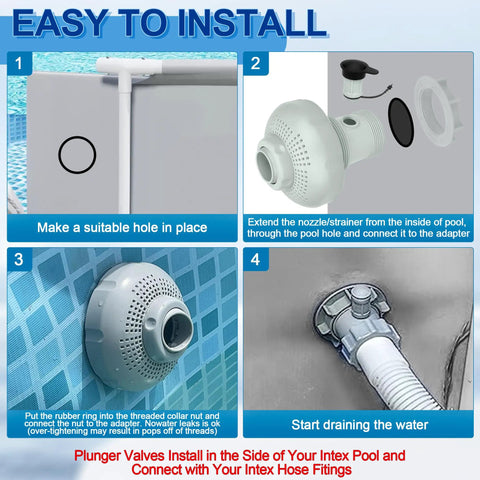 Installation guide for Large Inlet Air Nozzle For Above Ground Pool Pumps 1900 2450 GPH, showing step-by-step process.