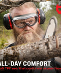 Person wearing Anti Fog Safety Goggles With Premium Anti Scratch Coating And Lenses UV Shield Vented Panoramic Eye Protection ANSI Z87