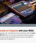 Musician using All In One 12-Track Digital Multitrack Studio Mixer With USB Audio Interface And DAW Control, MIDI, and tap tempo.