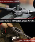80-piece tap and die set for metric and standard threads; shows external-thread die stock and internal-thread tap.