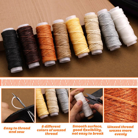 Heavy Duty Upholstery Repair Kit With 54 Pieces Including Waxed Thread Leather Needles Stitching Awl Thimble Scissors