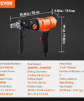 Handheld Wet Diamond Core Drill for Concrete and Masonry, 4 Inch Core Drill Rig With 1100 2400 RPM Two Speed, 1 1/4 Inch Thread