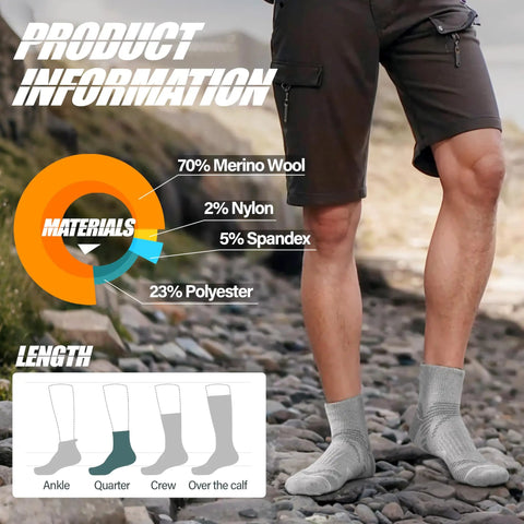 Merino Wool Quarter Ankle Hiking Running Socks With Thermal Warmth And Cushioned Comfort Super Cozy Breathable Mesh For Men And Women