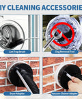 7 Piece Dryer Vent Cleaning Kit with Reinforced Nylon Brush and Flexible Lint Trap Vacuum Attachment images displayed