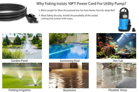 1HP Submersible Sump Pump For Clean Or Dirty Water 4600 GPH Utility Pump shown near garden pond and swimming pool