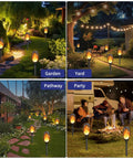 12 Pack Solar Torch Lights With Realistic Flickering Flame, Outdoor Waterproof Garden Pathway Lights for Yard and Patio Decor