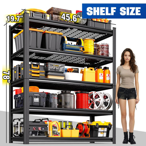 Beefy 5 Tier Garage Shelving Unit With Tool Free Adjustable Metal Shelves Holds 600 Lbs Per Tier For Basement Pantry Kitchen Or Garage