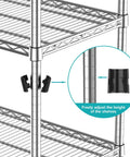 Beefy Heavy Duty 24 Inch Deep Metal Wire Shelving Unit For Kitchen Garage And Pantry, Adjustable Shelves, Microwave Stand, Sturdy Steel Bakers Rack, Standing Organizer, Industrial Grade Storage With 550 Lbs Per Shelf And 1650 Lbs Total Capacity. Adjustable shelf clips on steel post
