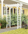 Providence Arbor Vinyl Garden Archway For Outdoors 64 By 85 White With Classic Lattice And Trellis Sides For Climbing Plants Vines