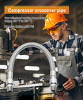 Heavy Duty Compressor Jumper Hose Kit With Three Quarters Inch NPT Male Ends, showing hose with stainless steel braid and adapter.