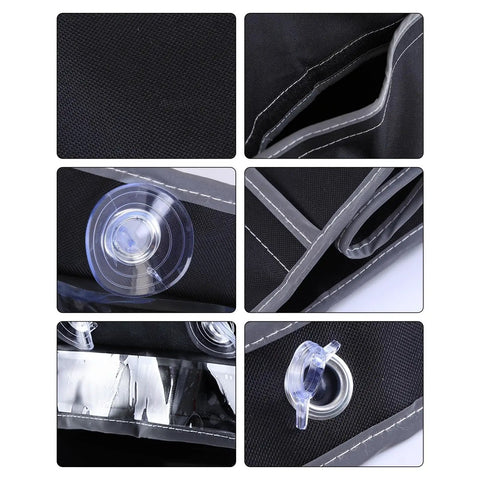Tough As Nails EV Charger Port Cover 600D Oxford Cloth Waterproof Rain Shield with clear suction attachment detail.