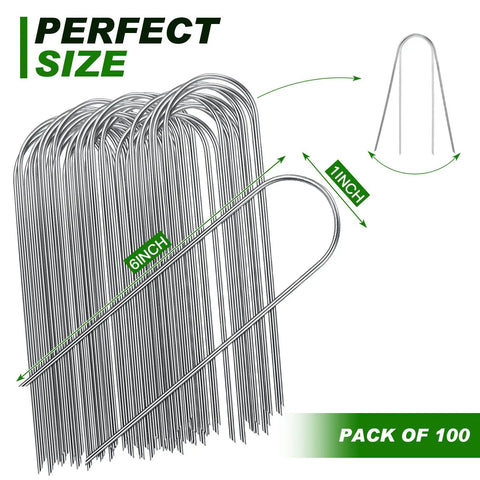 100 Pack Drip Irrigation Tubing Stakes Six Inch Garden Pins Landscape Staples Securing Pegs Galvanized U Pegs For Hose